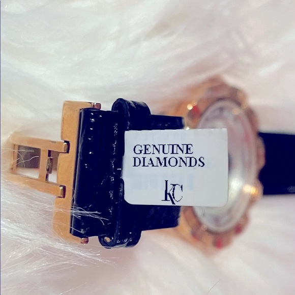 Techno Com By KC w Genuine Diamonds Mother of Pearl Dial Leather Band✨ - Picture 10 of 15